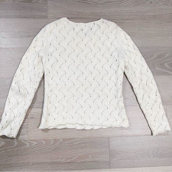 L. Magnin Cream Cashmere Sweater Basketweave Knit Pullover S - Picture 6 of 6